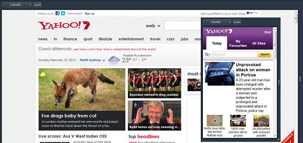 Yahoo's Homepage in Australia